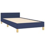 vidaXL Cadre de lit avec tête de lit sans matelas bleu 90x200 cm tissu