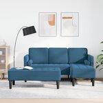 Canapé de jardin vidaXL avec banc et coussins en velours bleu en L