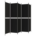vidaXL Cloison de séparation 5 panneaux Noir 250x200 cm Tissu