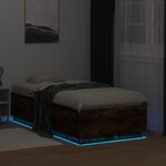 vidaXL Cadre de lit avec lumières LED chêne fumé 90x190 cm