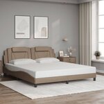 vidaXL Cadre de lit avec lumières LED cappuccino 180x200 cm similicuir