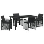 Ensemble de Salle à Manger de Jardin 5 Pièces avec Coussins Rappel Noir Poly Rattan