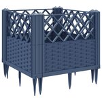 vidaXL Jardinière avec piquets bleu gris 43 5x43 5x43 5 cm PP