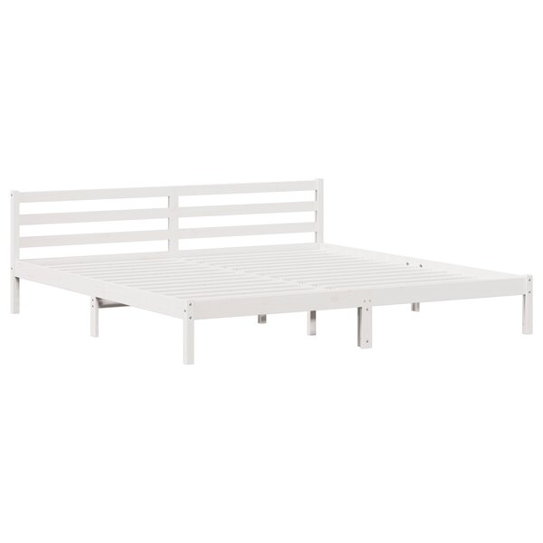 Lit vidaXL avec tête de lit Blanc 180x210 cm en Bois Massif de Pin