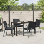 vidaXL Ensemble de salle à manger jardin 5 pièces avec coussins en poly rattan noir