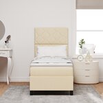 vidaXL Lit à ressorts avec matelas et LED crème 80x200 cm en tissu
