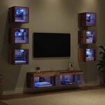 vidaXL Meuble TV avec des lumières à LED 8 Pièces Bois Ancien Verre