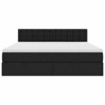 vidaXL Lit de rangement LED avec matelas Noir 180 x 200 cm Tissu