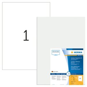 HERMA Étiquettes de film extérieur A3 297x420 mm 40 feuilles Blanc