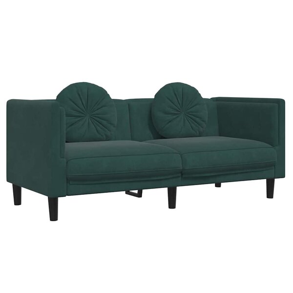 vidaXL Canapé avec coussins 2 places vert foncé velours