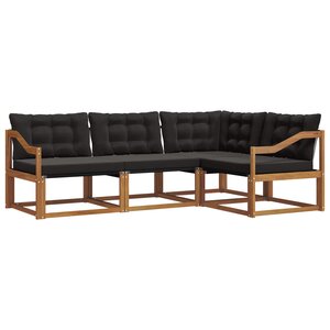 vidaXL Ensemble de canapés d'extérieur 4 pc Naturel et Noir