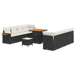 vidaXL Ensemble de canapé de jardin 11 Pièces Noir Poly rotin