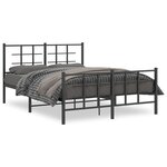 vidaXL Cadre de lit métal sans matelas avec pied de lit noir 140x190cm