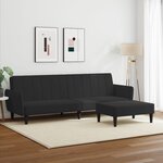 vidaXL Canapé-lit à 2 places avec repose-pied noir velours