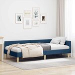 vidaXL Cadre de lit d'angle Bleu 90 x 200 cm Tissu et bois reconstitué