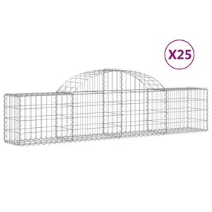 vidaXL Paniers à gabions arqués 25 Pièces 200x30x40/60 cm Fer galvanisé