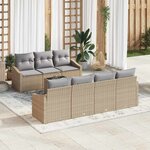vidaXL Ensemble de canapé de jardin 8 Pièces Beige  Gris clair