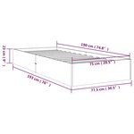 vidaXL Cadre de lit sans matelas gris bois massif 75x190 cm