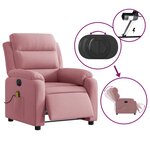 vidaXL Fauteuil inclinable de massage électrique rose velours