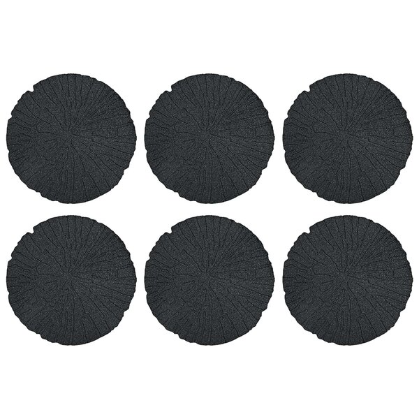 vidaXL Dalle de jardin 6 pièces Noir Ø 45 x 1 8 cm Caoutchouc