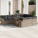 vidaXL Salon de jardin 11 Pièces avec coussins gris résine tressée