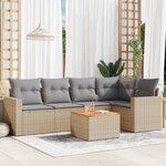 vidaXL Salon de jardin avec coussins 6 Pièces beige résine tressée