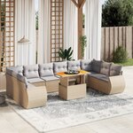 vidaXL Salon de jardin 11 Pièces avec coussins beige résine tressée