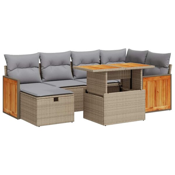 vidaXL Salon de jardin avec coussins 8 Pièces beige résine tressée