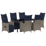 vidaXL Ensemble table et chaises avec coussin 7 Pièces Gris Rotin PE