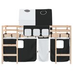 vidaXL Lit mezzanine enfants et tunnel blanc/noir 90x200 cm pin massif