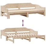 vidaXL Lit de jour et lit gigogne sans matelas 80x200 cm bois massif