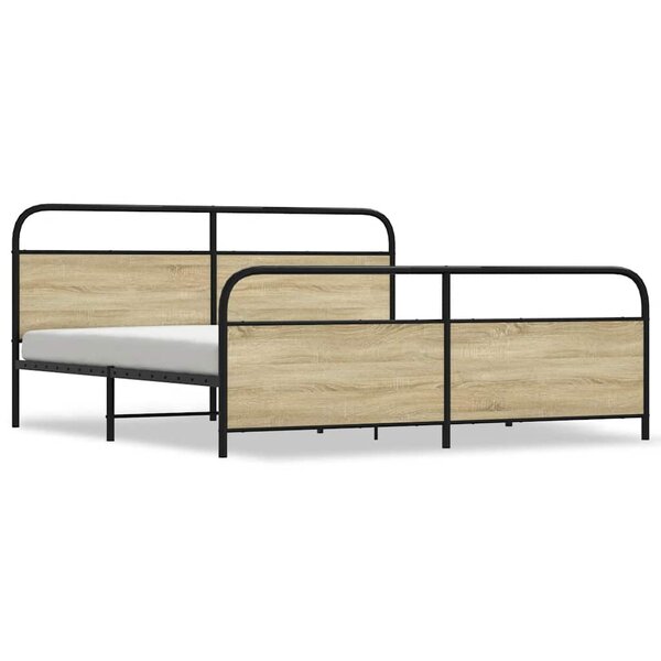 vidaXL Cadre de lit en métal sans matelas chêne sonoma 183x213 cm