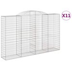vidaXL Paniers à gabions arqués 11 Pièces 300x50x180/200 cm fer galvanisé