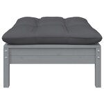 vidaXL Repose-pied de jardin avec coussin anthracite Bois de pin gris