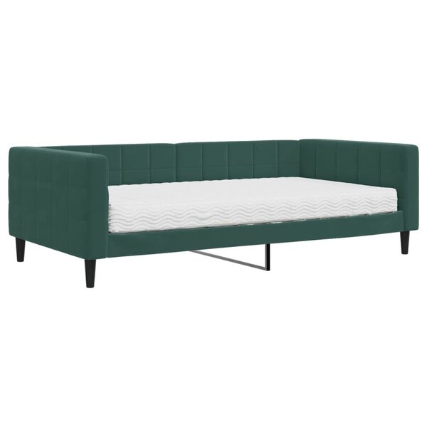 vidaXL Lit de jour avec matelas vert foncé 100x200 cm velours