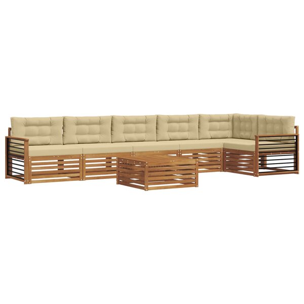 vidaXL Ensemble de canapés d'extérieur 7 pc Naturel et Beige