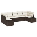 vidaXL Ensemble de canapé de jardin 7 pièces avec coussins Marron Poly Rotin