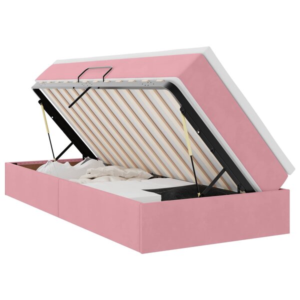 vidaXL Lit avec rangement et matelas Rose 100 x 200 cm Velours