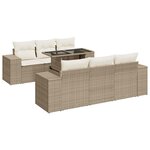vidaXL Salon de jardin avec coussins 7 Pièces beige résine tressée