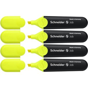 Surligneur job jaune pochette 4 pièces schneider