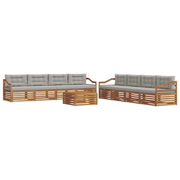 vidaXL Ensemble de canapés d'extérieur 9 pc Gris Naturel et Clair