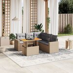 vidaXL Salon de jardin avec coussins 6 Pièces beige résine tressée