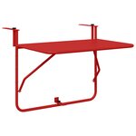 Table de balcon suspendue pliable vidaXL Rouge 60x40 cm Acier