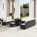 vidaXL Ensemble de canapé de jardin avec coussin 10 Pièces Noir et Crème
