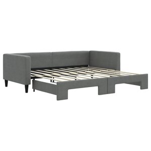 vidaXL Lit de jour avec gigogne sans matelas gris foncé 90x190 cm