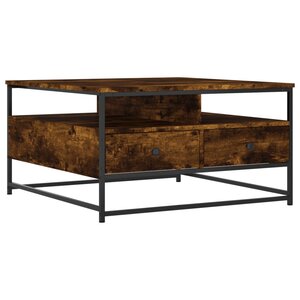 vidaXL Table basse chêne fumé 80x80x45 cm bois d'ingénierie