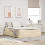 vidaXL Lit avec rangement et matelas Crème 140 x 200 cm Polyester
