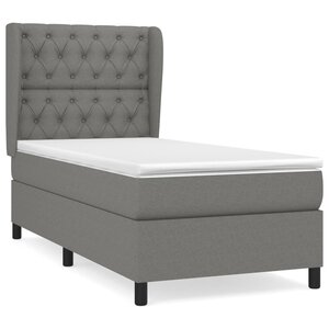 vidaXL Sommier à lattes de lit avec matelas Gris foncé 80x200 cm Tissu