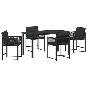 vidaXL Ensemble de salle à manger pour jardin 5 Pièces Noir polyrotin