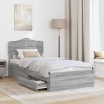 vidaXL Cadre de lit Gris Sonoma 90 x 200 cm Bois d'ingénierie